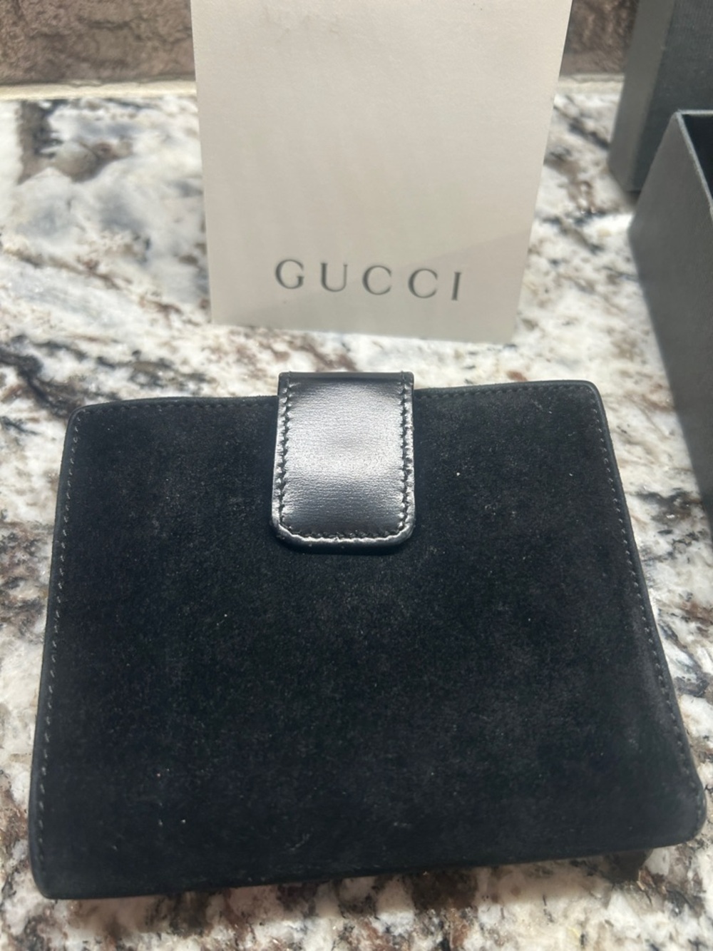 Gucci Black Suede Wallet with Gold Horsebit Hardware incl box and COA - Picture 5 of 11